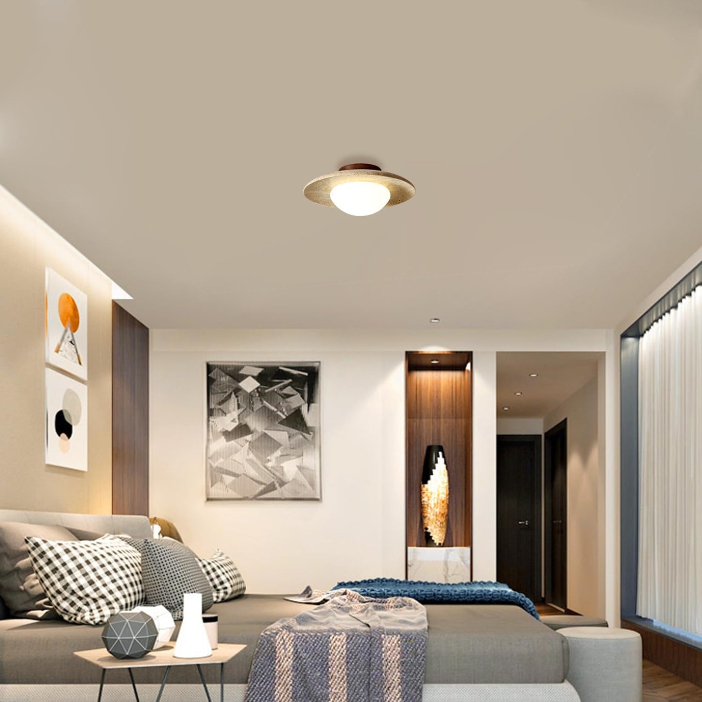 Minimalistyczna lampa sufitowa z kamienia - Image 3