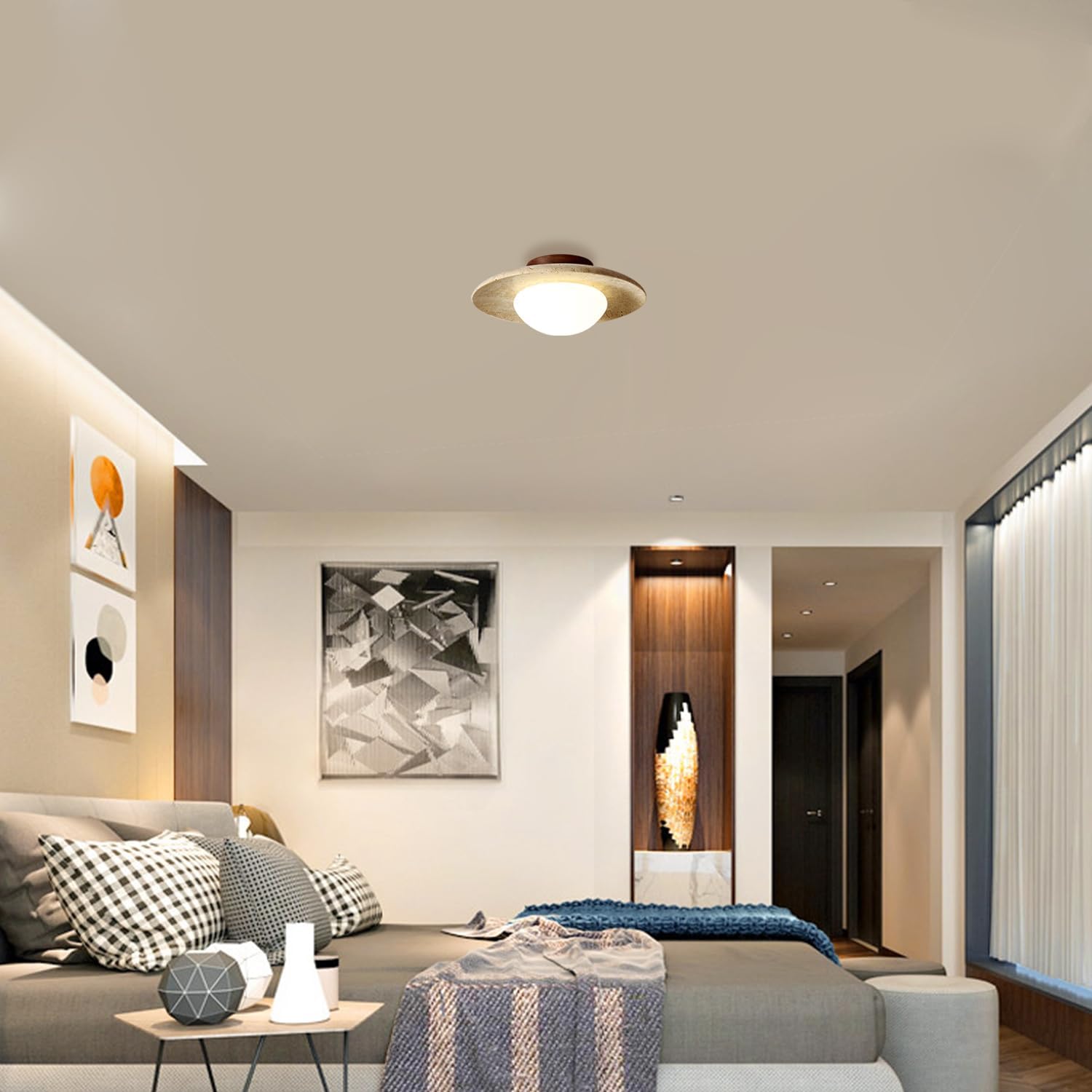 Minimalistyczna lampa sufitowa z kamienia - Image 3
